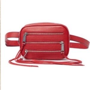 Rebecca Minkoff Leather Belt Bag Fanny Red New Three Zip